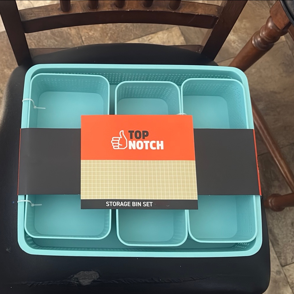 Top Notch Storage Bin Set in Teal
